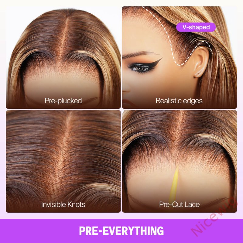 Ready to Go Ombre Highlight Brown Blonde Long Hair Straight Glueless Wig