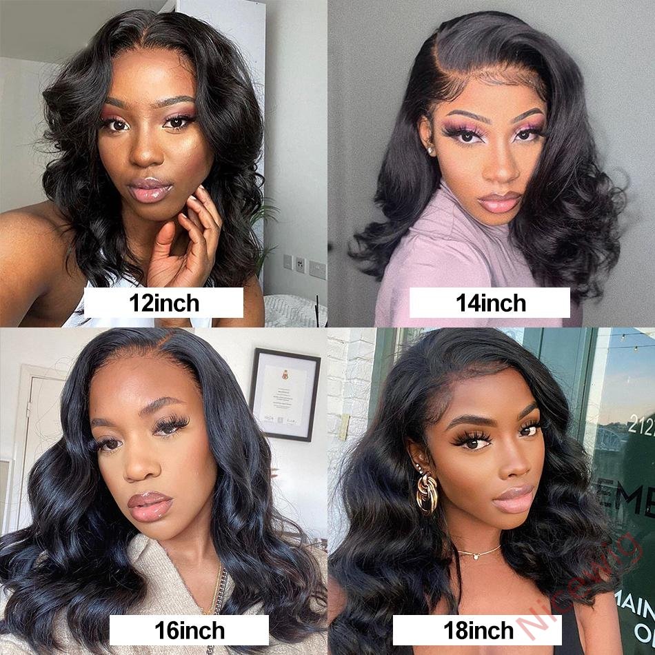 Women Soft Body Wave Wig Black Medium Hair