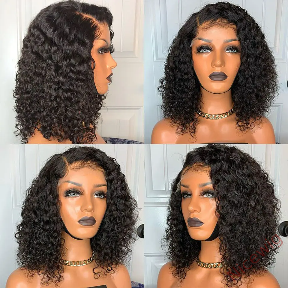 Hot Sale Glueless Brazilian Natural Black Curly Bob Wig