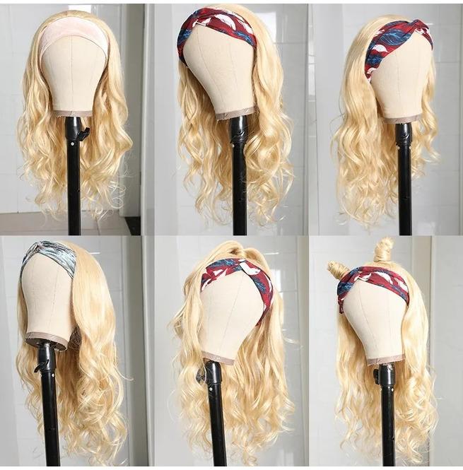 Blonde Long Wave Hair Headband Wig