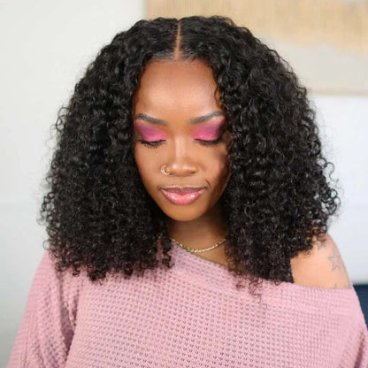 Hot Sale Glueless Brazilian Natural Black Curly Bob Wig