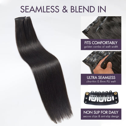 Straight / Body Wave / Kinky Curly / Yaki Straight / Kinky Straight / Messy Curly Clip in Hair Extensions Real Human Hair Pieces 135g 9pcs / 7pcs with Free Gift
