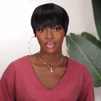Glueless Short Wig Pixie Cut Wig Straight Hair