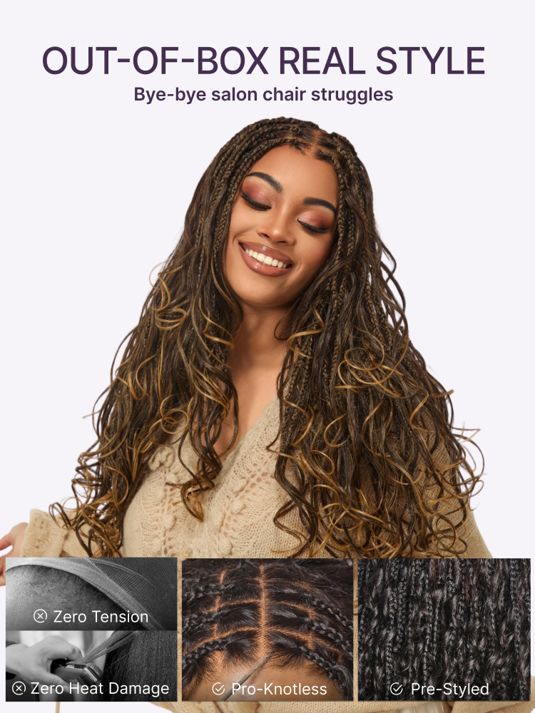 ✨🔥Last Day: 58% Off🔥 Salon Braids HD Lace Knotless Wig ✨