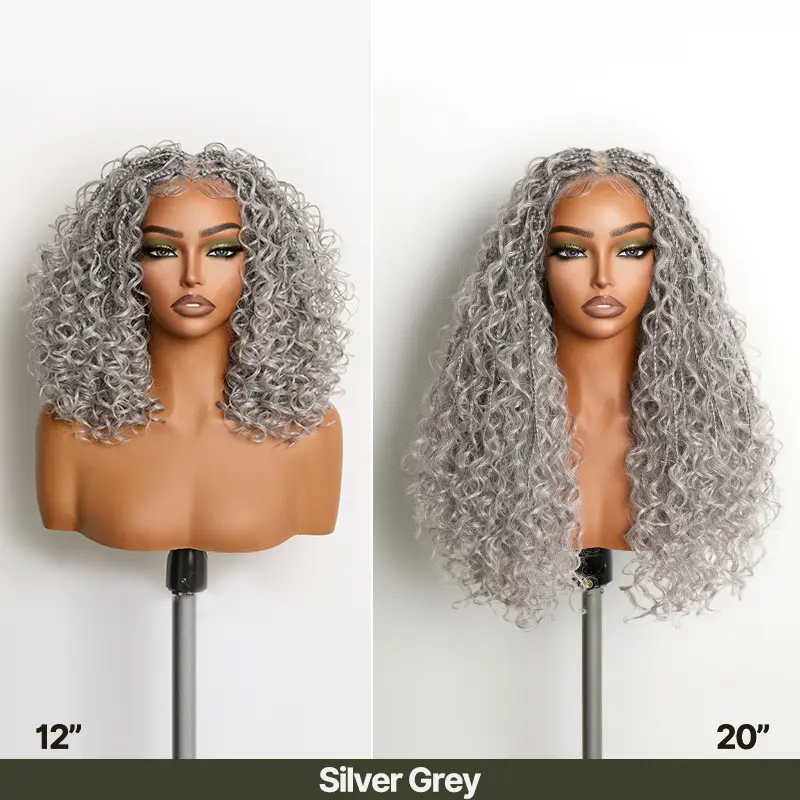 13x6 HD Lace Wig Glueless Wear & Go 12” Boho Braids Water Wave Pre-Cut Lace Wig – Premium Fiber, Beginner Friendly