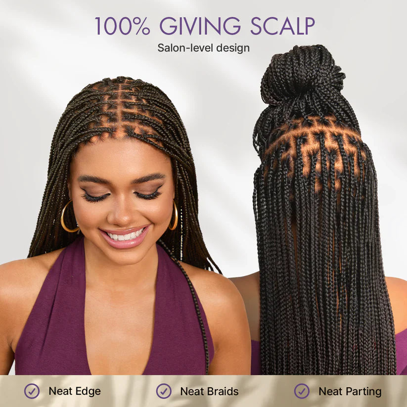 💥[New Arrival] OwnScalp Salon Braids Super Natural Scalp Full HD Lace Knotless Box Braided Wig