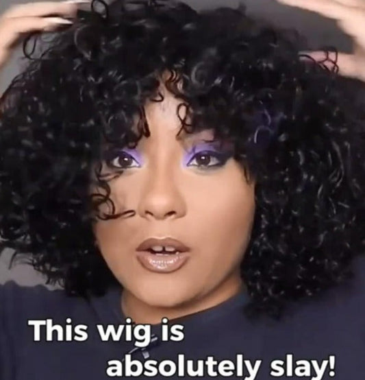 Brazilian Remy Curly Hair Wig With Bangs Glueless Wigs