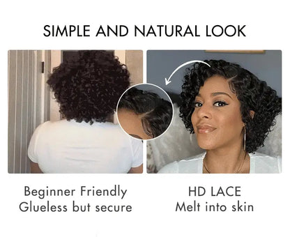 Trendy Short Cut Curly Glueless Side Part Wig