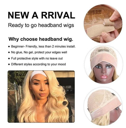 Blonde Long Wave Hair Headband Wig