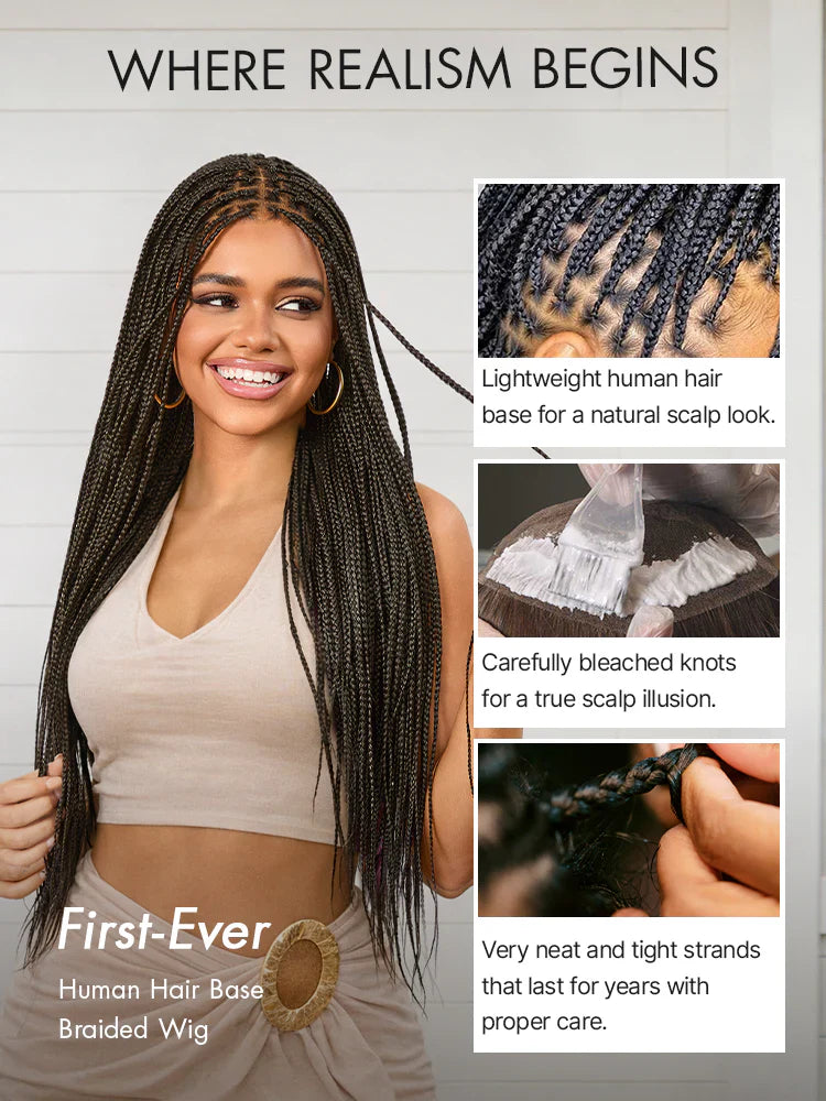 💥[New Arrival] OwnScalp Salon Braids Super Natural Scalp Full HD Lace Knotless Box Braided Wig