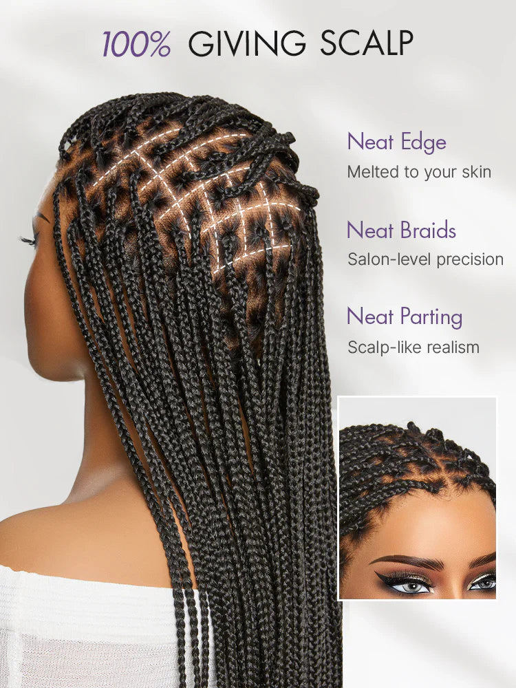 💥[New Arrival] OwnScalp Salon Braids Super Natural Scalp Full HD Lace Knotless Box Braided Wig