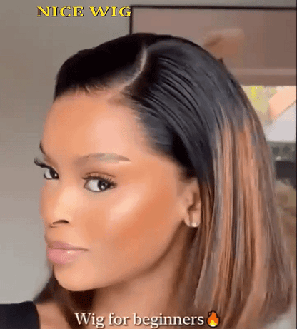 Ombre Black Brown Brazilian Straight Hair BOB Wigs Lady Wig