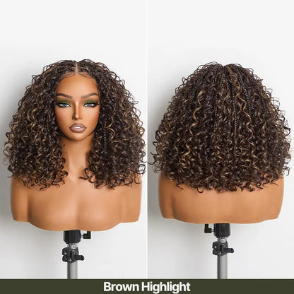 ✨13x6 HD Lace Wig Glueless Wear & Go 12” Boho Braids Water Wave Pre-Cut Lace Wig – Premium Fiber, Beginner Friendly