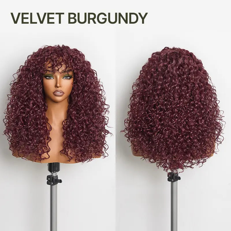 ✨Human Hair Curly Wig with Bangs – Shaggy Waves