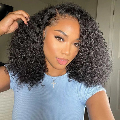 Hot Sale Glueless Brazilian Natural Black Curly Bob Wig