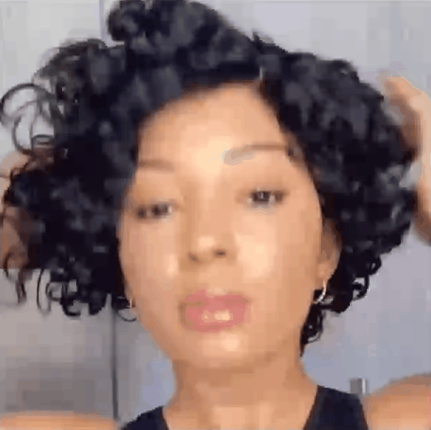 Natural Black / Brown Highlight Water Wave Pixie Cut Glueless Short Curly Wig
