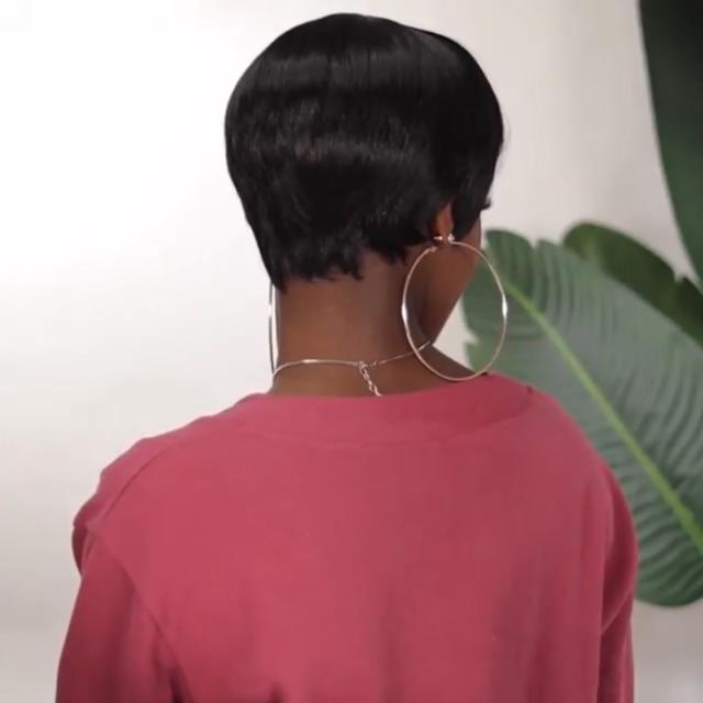 Glueless Short Wig Pixie Cut Wig Straight Hair