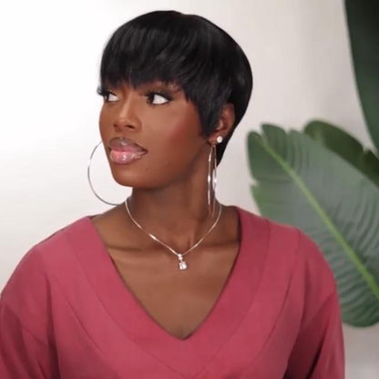 Glueless Short Wig Pixie Cut Wig Straight Hair
