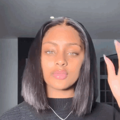 Black Brazilian Straight Hair Short BOB Wigs Lady Wig
