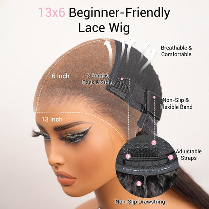 26Inch Straight Hair Transparent Lace Glueless Wigs Human Hair 180% Density Flash Sale