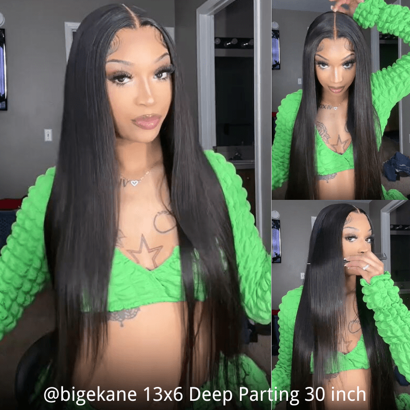26Inch Straight Hair Transparent Lace Glueless Wigs Human Hair 180% Density Flash Sale