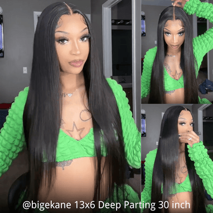 26Inch Straight Hair Transparent Lace Glueless Wigs Human Hair 180% Density Flash Sale