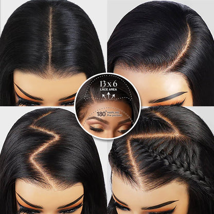 26Inch Straight Hair Transparent Lace Glueless Wigs Human Hair 180% Density Flash Sale