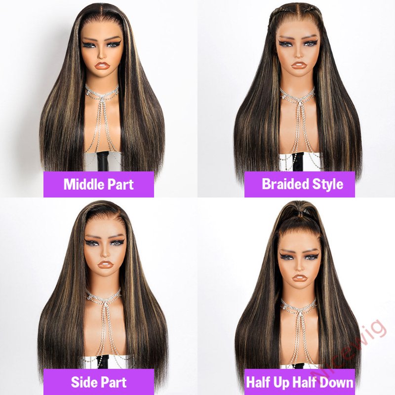 Highlight Glueless Wigs 150% Density Silky Straight/Wave Long Hair