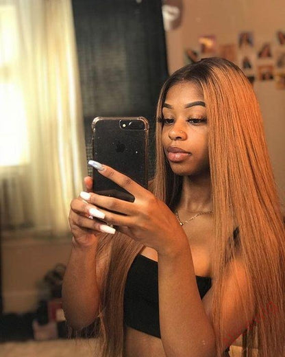 Black Light Brown Wig Straight Hair Wig