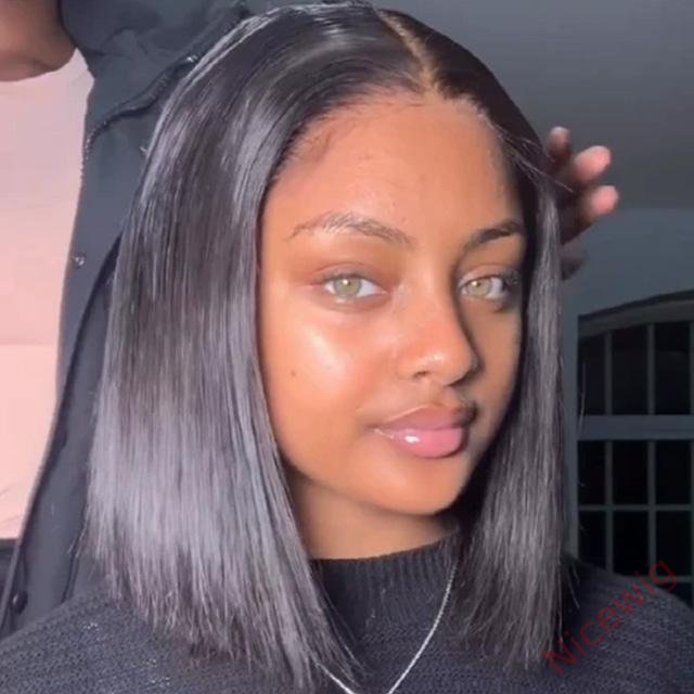 Black Brazilian Straight Hair Short BOB Wigs Lady Wig