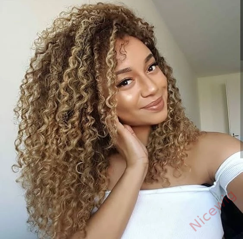 Fashion Natural Wig Ombre Blonde Afro Kinky Curly Wigs
