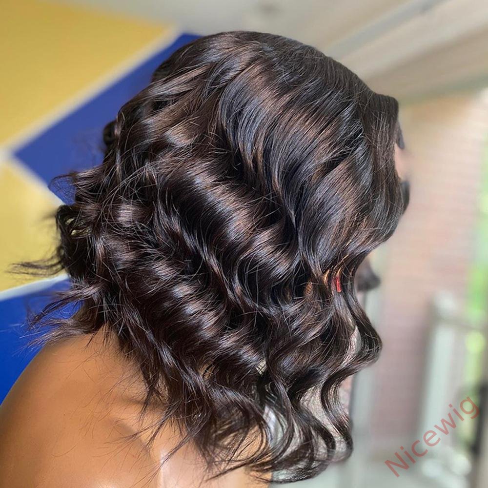 Short Bob Deep Wave Black Wig For Women