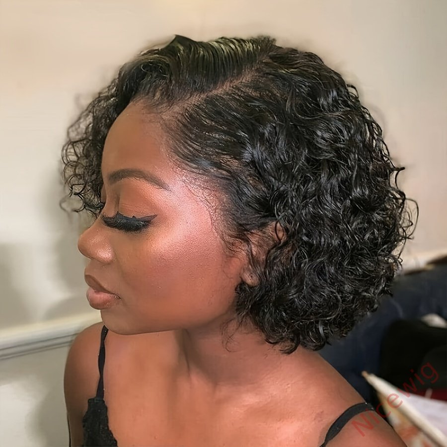 Trendy Short Cut Curly Glueless Side Part Wig