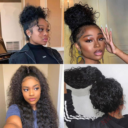 Curly Hair Natural Black Long Wigs