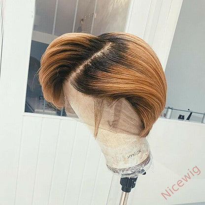 Best Design Gold Short Layered Pixed Cut  Straight Wig