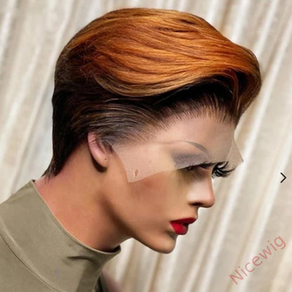 Short Wig Black Mixied Brown Bob Straight Hair