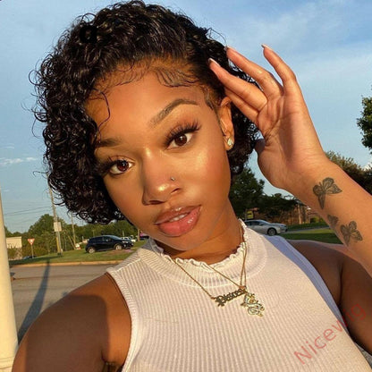 Short Hair Black Crurly Wig
