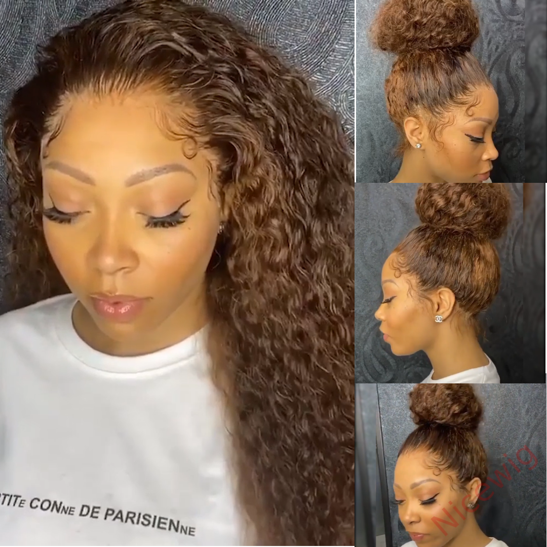 Black Brazilian Water Wave Long Curly Wigs