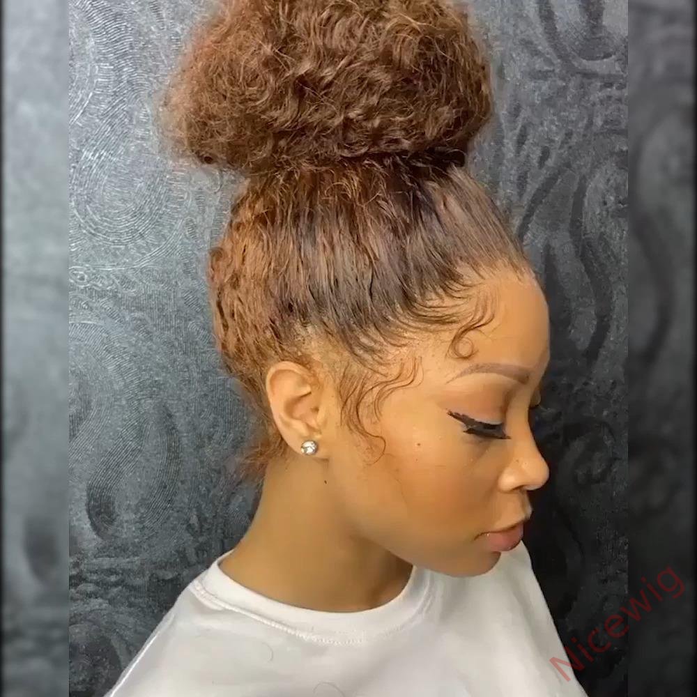 Glueless  Brown Brazilian Water Wave Long Curly Wigs