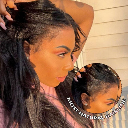 Kinky Edges Type 4C Hairline Kinky Straight Yaki Coarse Thick Human Hair Wigs