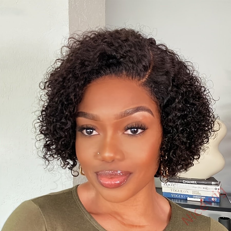 Trendy Short Cut Curly Glueless Side Part Wig