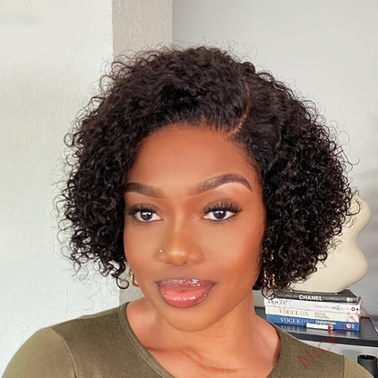 Trendy Short Cut Curly Glueless Side Part Wig