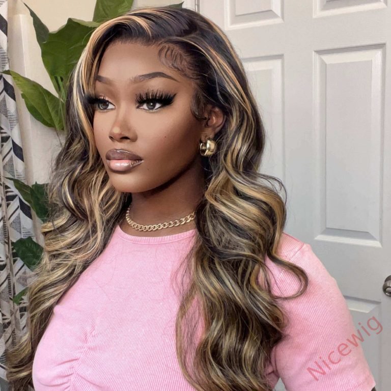 Ombre Platinum Blonde Balayage Highlights Glueless Wigs Body Wave Wig