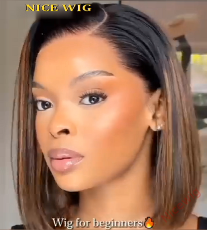 Ombre Black Brown Brazilian Straight Hair BOB Wigs Lady Wig