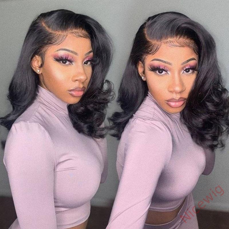 Women Soft Body Wave Wig Black Medium Hair