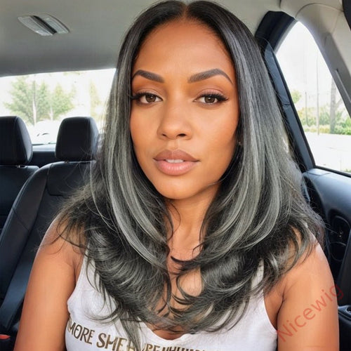 Glueless Salt & Pepper Natural Wavy Wig