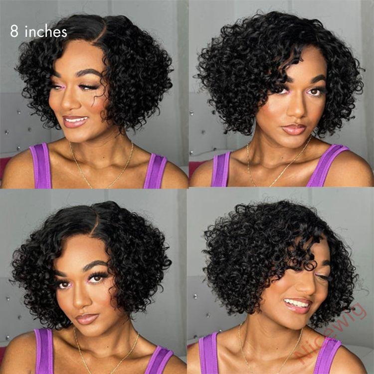 Trendy Short Cut Curly Glueless Side Part Wig