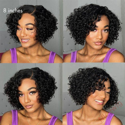 Trendy Short Cut Curly Glueless Side Part Wig