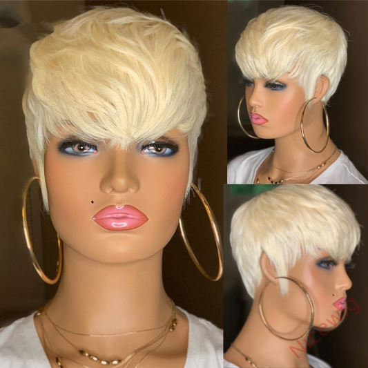 Blonde Short Wig Bob Straight Hair