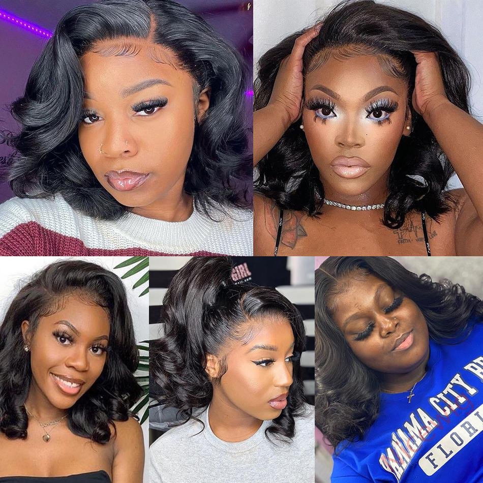 Short Bob Deep Wave Black Wig For Women